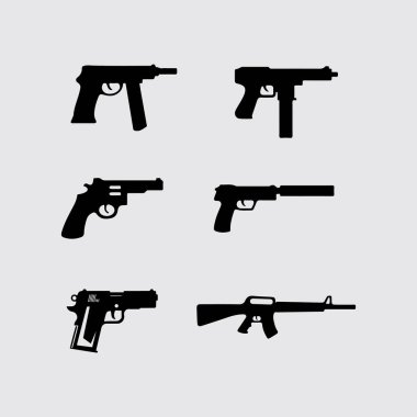 Silah logosu ve taktik tasarım silahları vektör çizimi