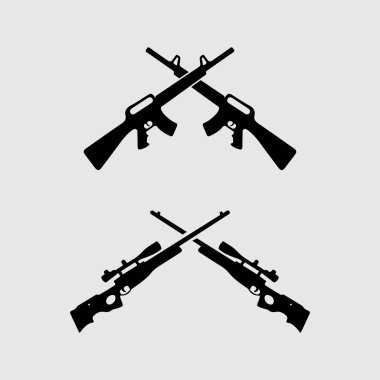 Silah logosu ve taktik tasarım silahları vektör çizimi