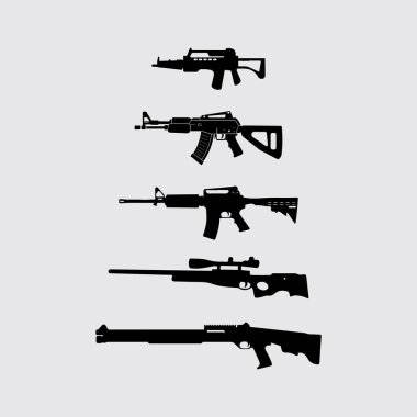 Silah logosu ve taktik tasarım silahları vektör çizimi