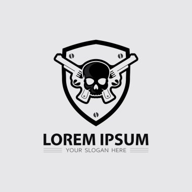Silah logosu ve taktik tasarım silahları vektör çizimi