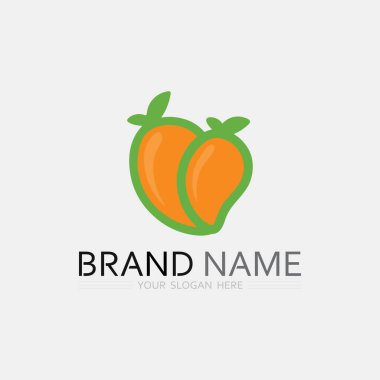 Meyve ikonu ve meyve logosu tasarımı taze meyve tropikal doğa gıda illüstrasyonu
