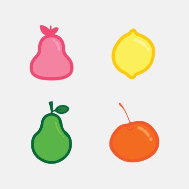 Meyve ikonu ve meyve logosu tasarımı taze meyve tropikal doğa gıda illüstrasyonu