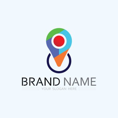 GPS ve MAP logo navigatörü konum sembolü tasarım vektör çizimi imzaladı