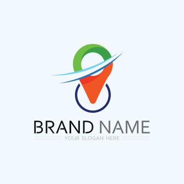 GPS ve MAP logo navigatörü konum sembolü tasarım vektör çizimi imzaladı