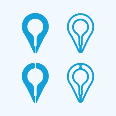 GPS ve MAP logo navigatörü konum sembolü tasarım vektör çizimi imzaladı