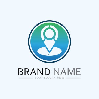 GPS ve MAP logo navigatörü konum sembolü tasarım vektör çizimi imzaladı