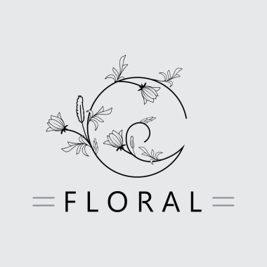  Çiçek ve çiçek logosu vektör çizim şablonu