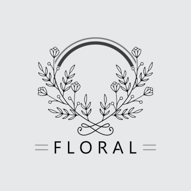  Çiçek ve çiçek logosu vektör çizim şablonu