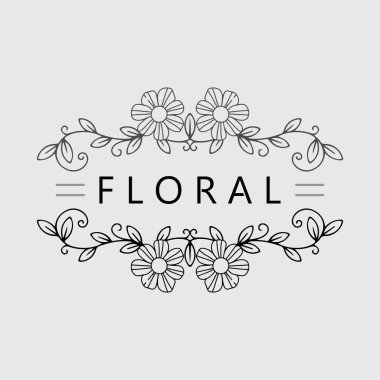  Çiçek ve çiçek logosu vektör çizim şablonu