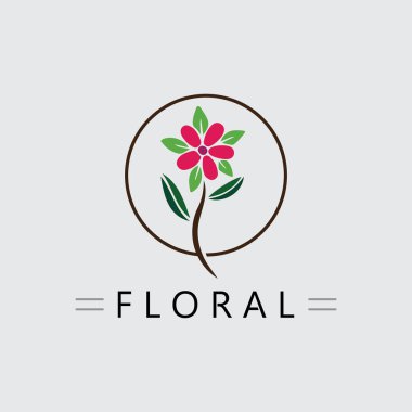  Çiçek ve çiçek logosu vektör çizim şablonu