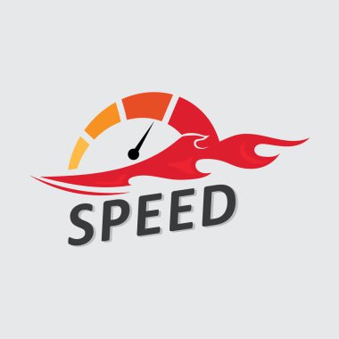 Hız ve spor logosu tasarımı, siluet hız göstergesi simgesi ikon vektörü, hız otomobil logosu çizim ikonu tasarımı