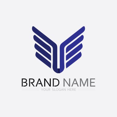 Kanatlar logo vektör simgesi çizim şablonu
