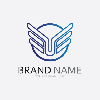 Kanatlar logo vektör simgesi çizim şablonu