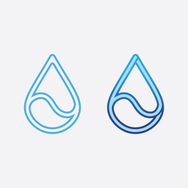 Dalga ve su izole edilmiş yuvarlak logo Mavi renk deniz, okyanus, nehir yüzeyi