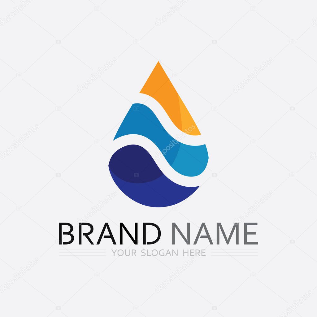 Water wave logo design template