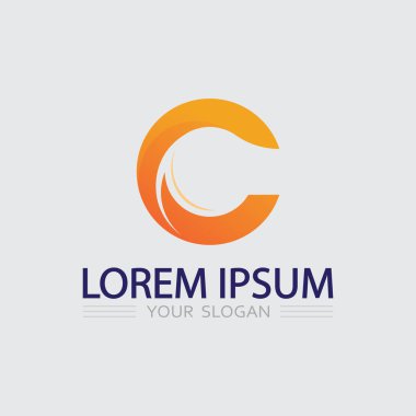 C Harfi Logo simgesi vektör çizim şablonu