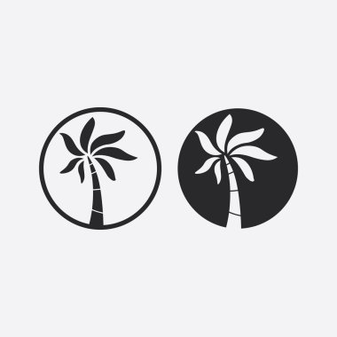 Palm Tree Plajı Vintage Simgesi.