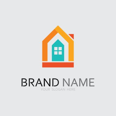 Ev logosu ikonu vektör tasarım şablonu. Ev ve ev logosu tasarım vektörü, logo, mimari ve bina, tasarım özelliği, ev işleri logosu.