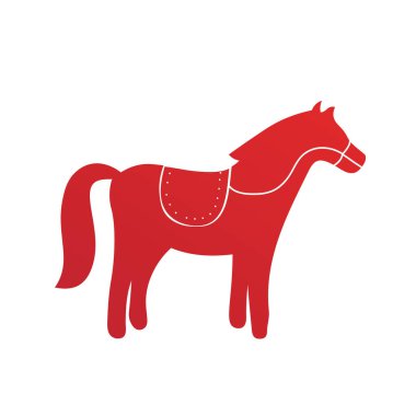 A minimalistic red silhouette of a unicorn on its hind legs. clipart