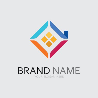 Bina logosu ev ve ev vektör çizimi tasarımı, Emlak logosu şablonu, logo simgesi simgesi