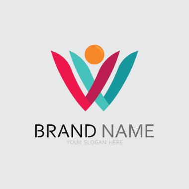 Soyut insanlar logo tasarımı. Eğlenceli insanlar, sağlıklı insanlar, spor, toplum insanları vektör illüstrasyonunu sembolize ediyor.