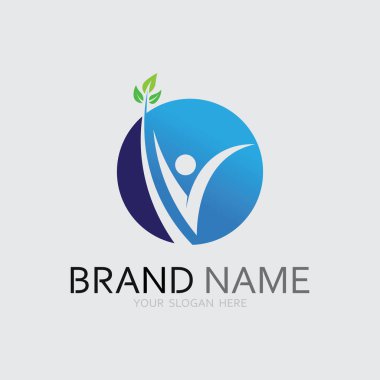 Soyut insanlar logo tasarımı. Eğlenceli insanlar, sağlıklı insanlar, spor, toplum insanları vektör illüstrasyonunu sembolize ediyor.