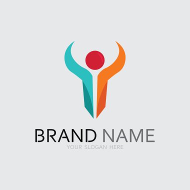 Soyut insanlar logo tasarımı. Eğlenceli insanlar, sağlıklı insanlar, spor, toplum insanları vektör illüstrasyonunu sembolize ediyor.