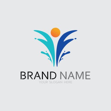 Soyut insanlar logo tasarımı. Eğlenceli insanlar, sağlıklı insanlar, spor, toplum insanları vektör illüstrasyonunu sembolize ediyor.