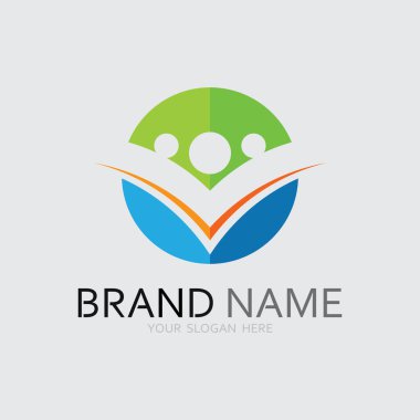 Soyut insanlar logo tasarımı. Eğlenceli insanlar, sağlıklı insanlar, spor, toplum insanları vektör illüstrasyonunu sembolize ediyor.