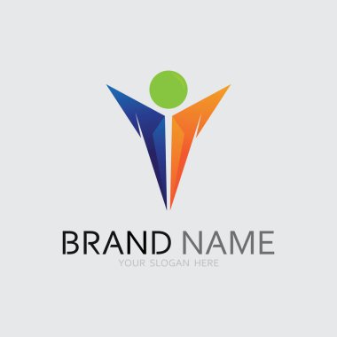 Soyut insanlar logo tasarımı. Eğlenceli insanlar, sağlıklı insanlar, spor, toplum insanları vektör illüstrasyonunu sembolize ediyor.