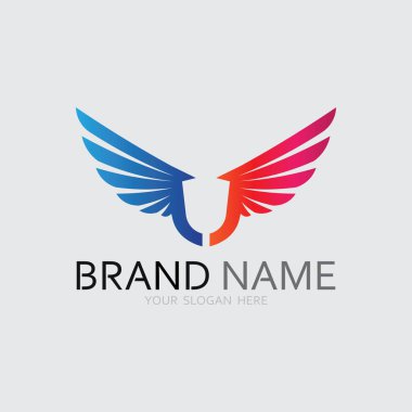 Kanatlar logo vektör simgesi çizim şablonu