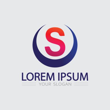 S harfli şirket logosu tasarım vektörü.