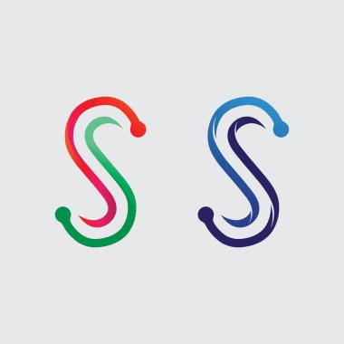 S harfli şirket logosu tasarım vektörü.