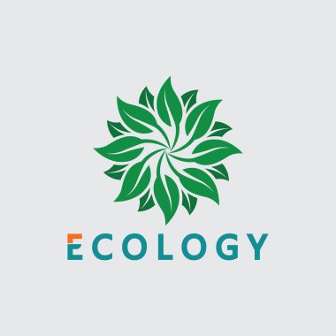 Doğa sembolü şablonu için yaprak logosu tasarım vektörü düzenlenebilir, Yeşil yapraklı logo ekoloji doğa element vektörü simgesi
