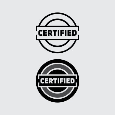 Sertifikalı kauçuk mühür, Grunge kırmızı siyah rozeti çerçevede veya yuvarlak kenarlık sertifikası veya simge logo tasarımı çizimi ve fikri sertifikalı kırmızı rozet