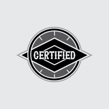 Sertifikalı kauçuk mühür, Grunge kırmızı siyah rozeti çerçevede veya yuvarlak kenarlık sertifikası veya simge logo tasarımı çizimi ve fikri sertifikalı kırmızı rozet