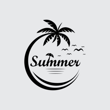 yaz logosu tasarımı ve palmiye simgesi resimleme