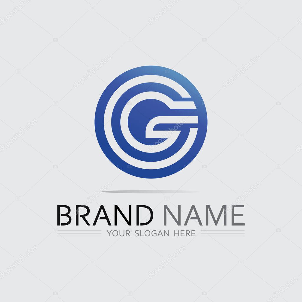 Retro G Logo Illustration Merged with Flat Design G Icon Templat