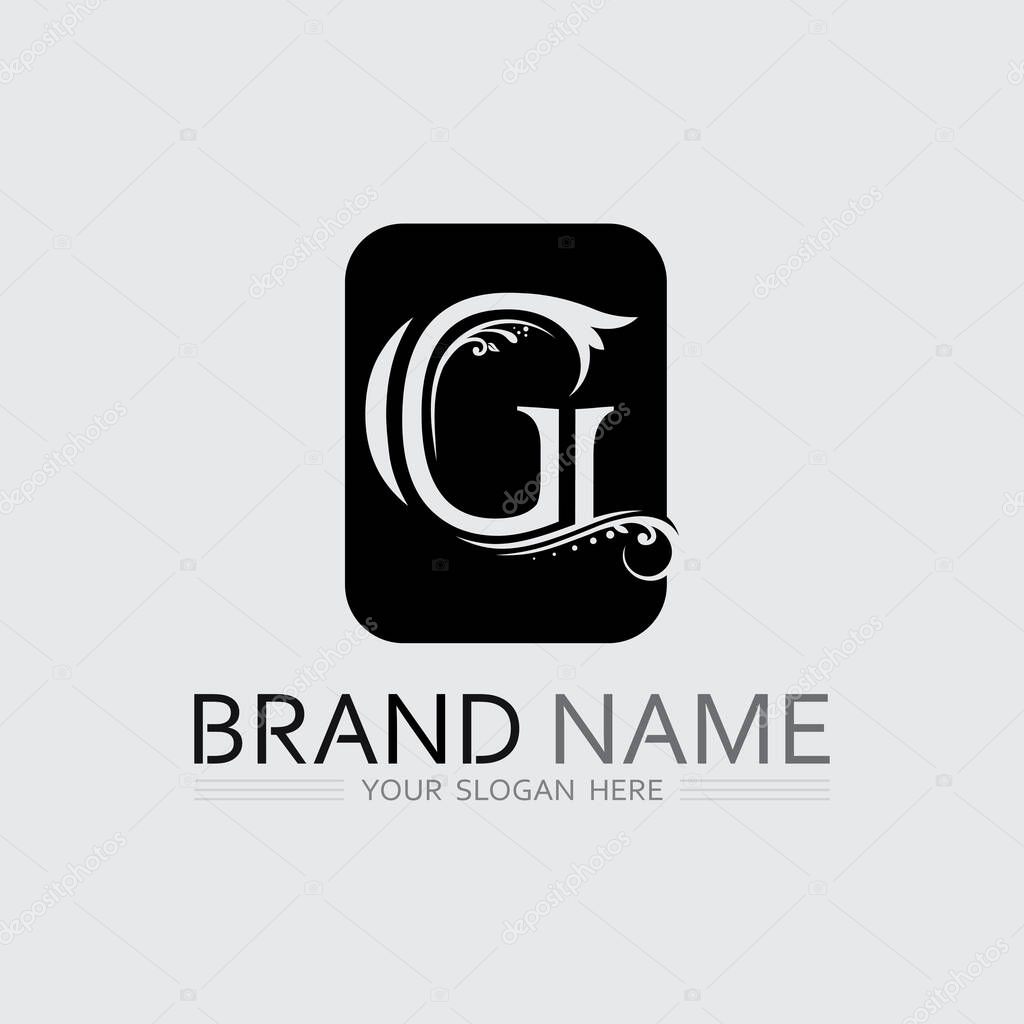 Artistic Line Art G Symbol with Retro Inspired Letter G Log