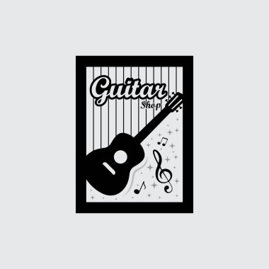 Tek Renkli Gitar Logo Vektörü Ar