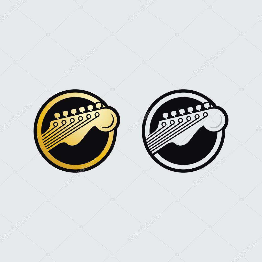 Stylized Guitar Headstock Logo Vecto