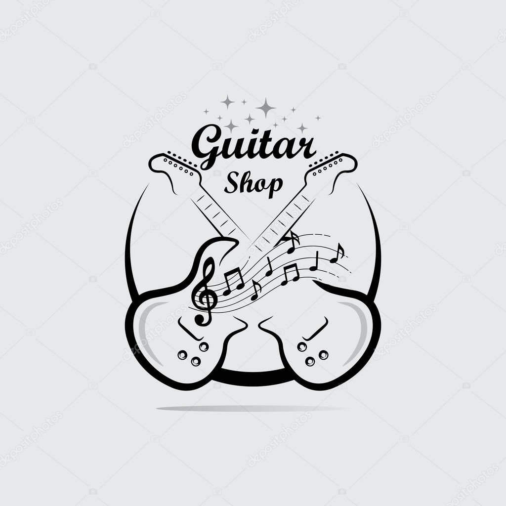 Guitar Flame Logo for Metal Music Bran
