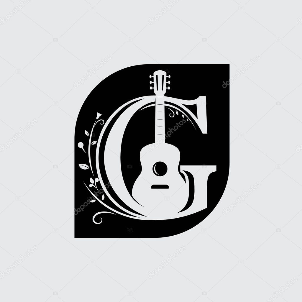 Simple Guitar Outline Logo Vecto