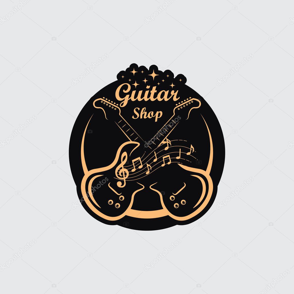 Retro Guitar Illustration for T-Shirt Desig
