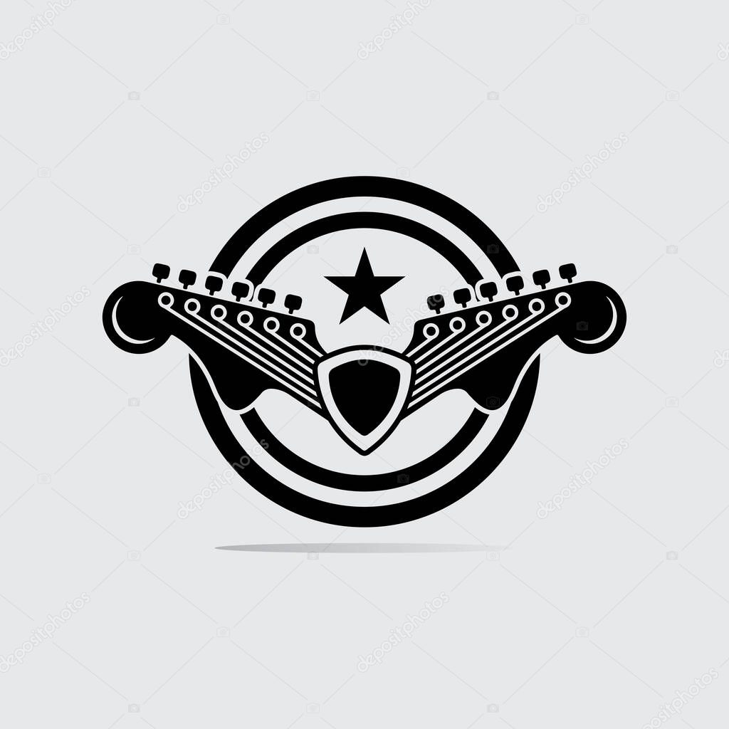 Bold Electric Guitar Icon for Music Labe
