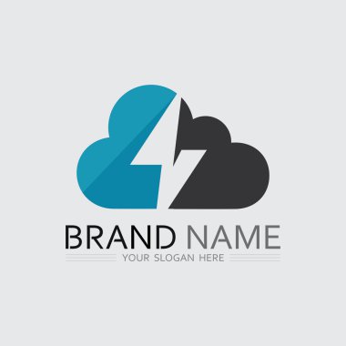IT Company ve Yazılım Geliştirme Dijital İllüstrasyon Vecto için Mavi Beyaz Bulut Logosu