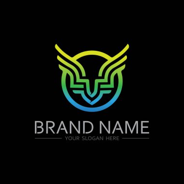 Modern Heraldik Kanat Logosu üzerinde Siyah Şunlar