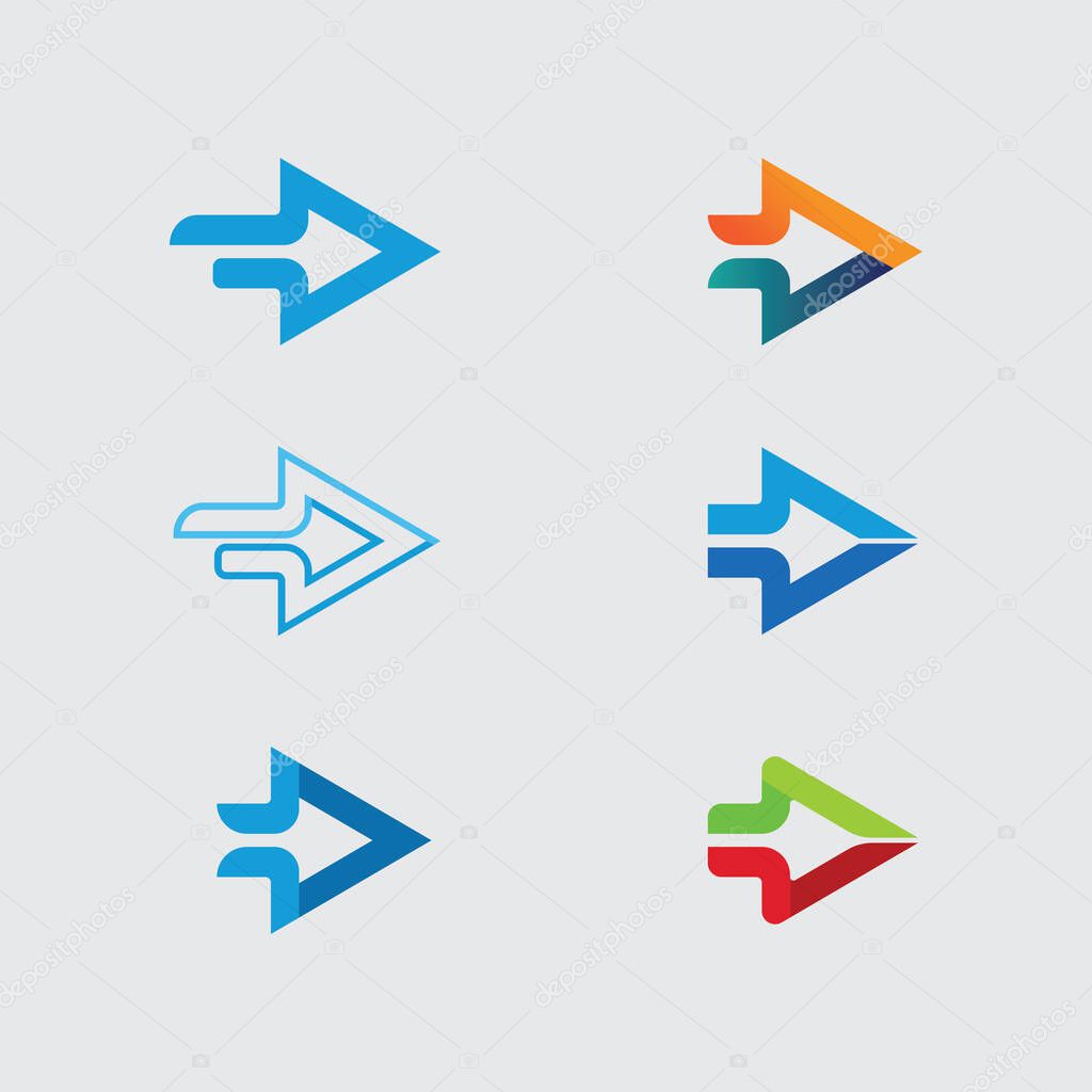 Minimalist Arrow set Logo design  in Flat Style