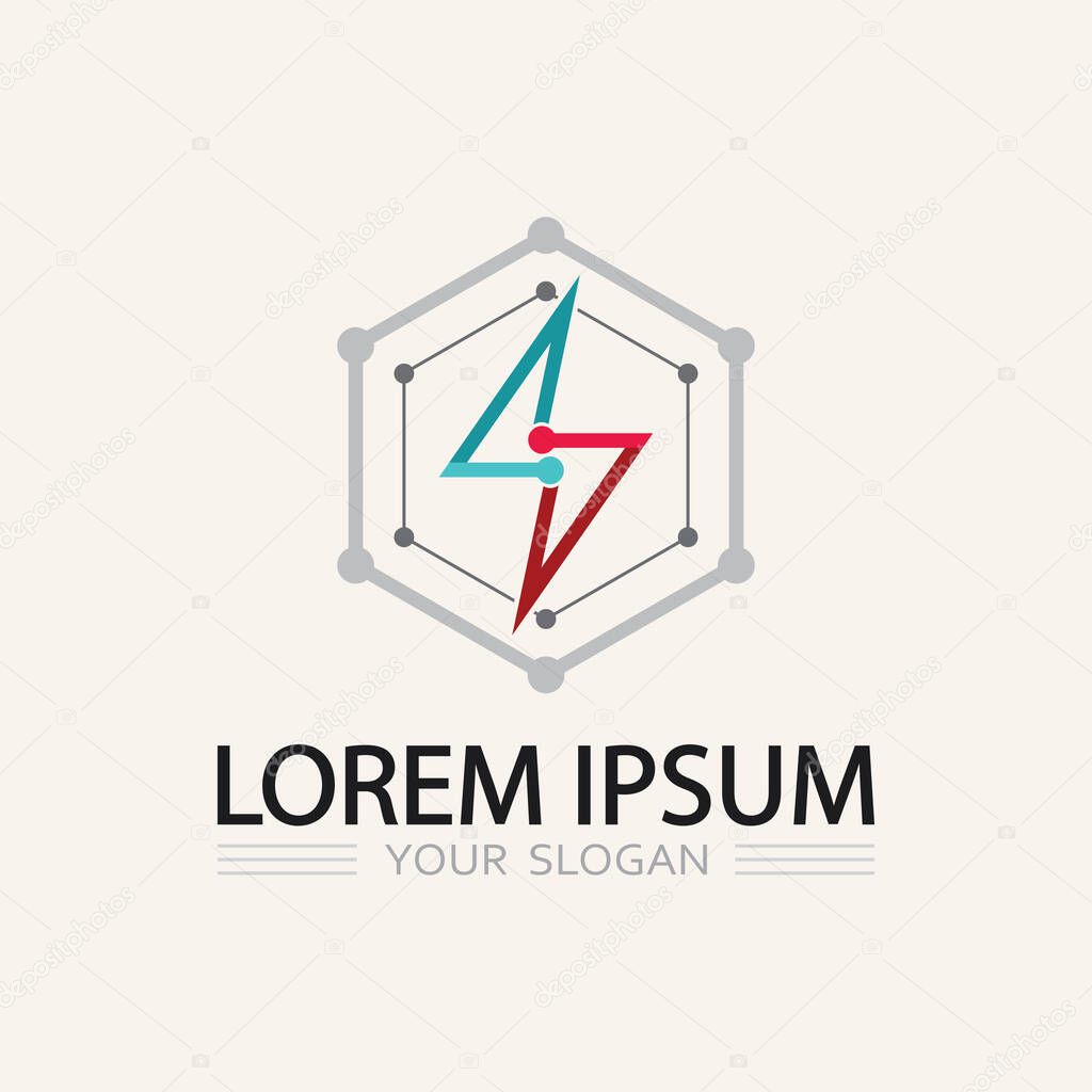 Bold Electric Energy Logo with Lightning Strike Vector Illustration and Thunder Symbol Concep