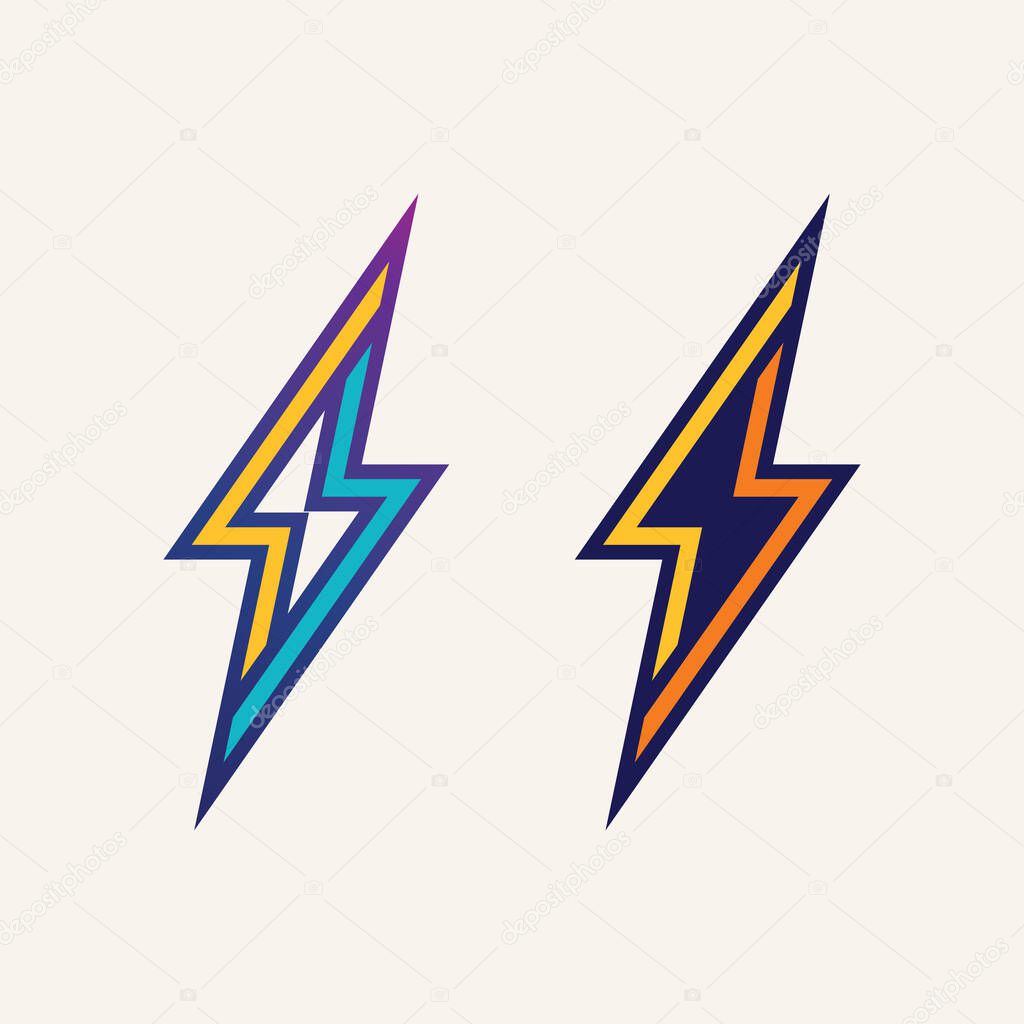 Modern Lightning Bolt Emblem Design with Electric Energy Vector Icon and Dynamic Shock Line